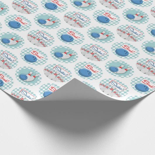 Retro Bowling Pattern Bowling Ball Pins Cadeaupapier (Hoek)