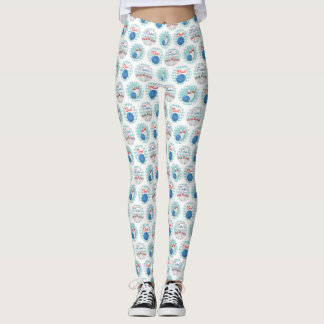 Retro Bowling Pattern Bowling Ball Pins Leggings