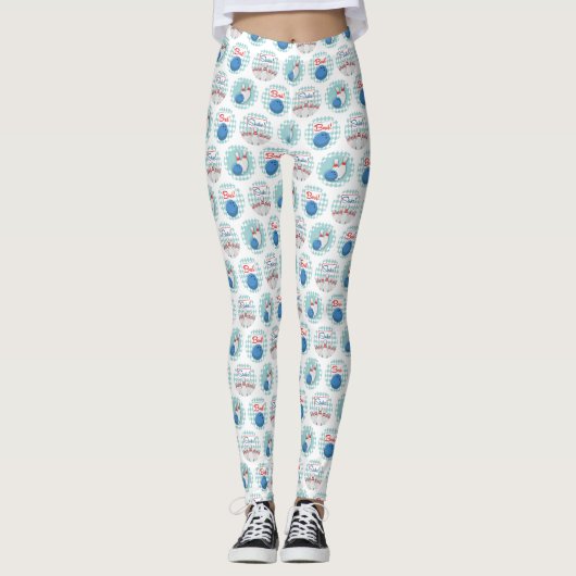 Retro Bowling Pattern Bowling Ball Pins Leggings (Voorkant)