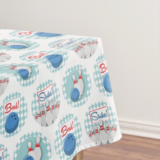 Retro Bowling Pattern Bowling Ball Pins Tafelkleed (Voorbeeld)