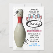RETRO BOWLING PIN Bonne Invitation de fête d'anniv (Devant)