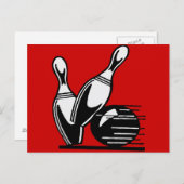 Retro Bowling Pins Briefkaart (Voorkant / Achterkant)