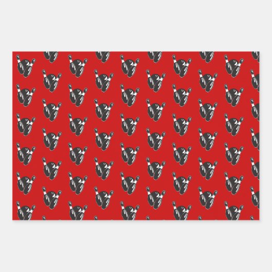 Retro Bowling Pins en Ball Inpakpapier Vel (Voorkant)