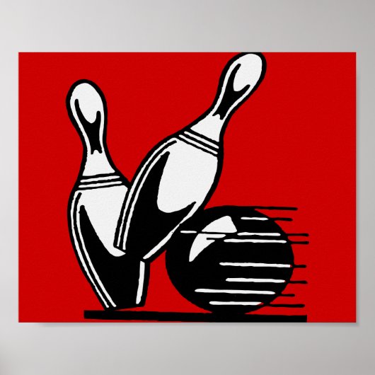 Retro Bowling Pins  Poster (Voorkant)