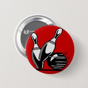 Retro Bowling Pins  Ronde Button 5,7 Cm
