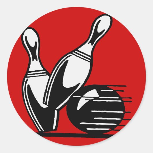 Retro Bowling Pins  Ronde Sticker (Voorkant)