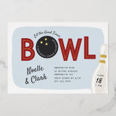 Retro  Bowling Theme Rehearsal Dinner Folie Uitnodiging (Voorkant)