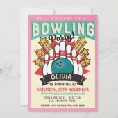 Retro Bowling Verjaardagsfeestje Kaart (Voorkant)