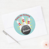 Retro Bowling Verjaardagsfeestje Ronde Sticker (Envelop)