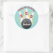 Retro Bowling Verjaardagsfeestje Ronde Sticker (Tas)