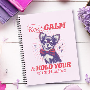 Retro Bowtie Chihuahua Graphic - Blijf kalm Quote Notitieboek