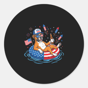 Retro boxer bier usa 250ste verjaardag 4 juli ronde sticker