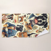 Retro Boxer hond illustratie Badhanddoek (Badhanddoek)