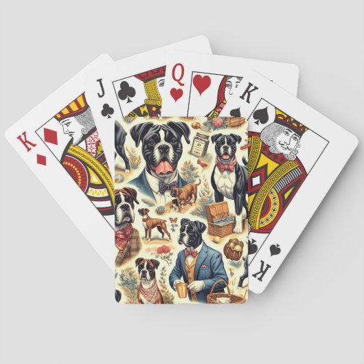 Retro Boxer hond illustratie Pokerkaarten (Achterkant)