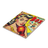 Retro Boxing Girl Comics Tegeltje (Zijkant)