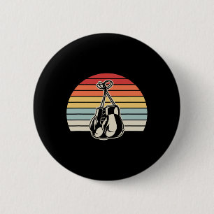 Retro Boxing Handschoenen Sunset Design 1 Ronde Button 5,7 Cm