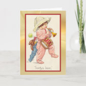 Retro Boy Bugler et la carte de jouets de Noël (Devant)