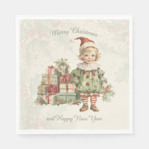 Retro Boy Kerstcadeaus Holly Servet