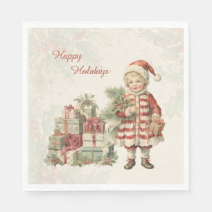 Retro Boy Kerstcadeaus Servet