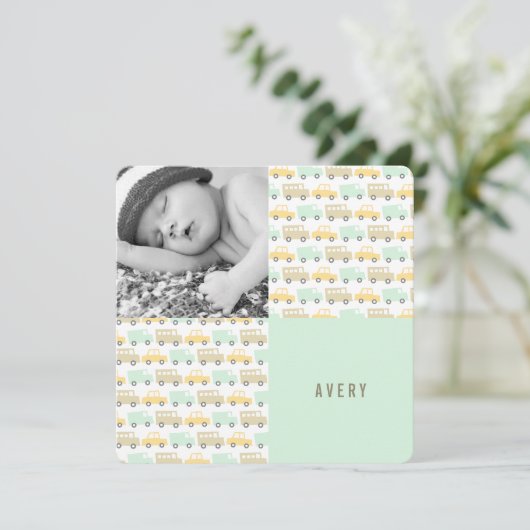 Retro Boys Toys Baby Boy Photo Faire-part de naiss (Debout devant)