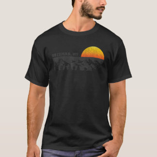 Retro Bozeman Montana Berg Zonsondergang Winter T-shirt