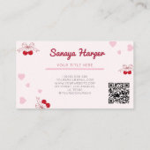 Retro branché Boho Cherry Coquette Carte de visite (Dos)