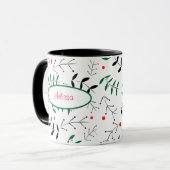 Retro Branches en Berries Green en Red Mok (Voorkant links)