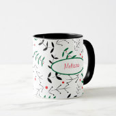 Retro Branches en Berries Green en Red Mok (Voorkant rechts)