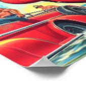 Retro brandweerman meisje poster (Hoek)