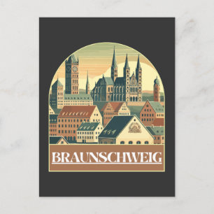 Retro Braunschweig Skyline Briefkaart