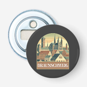 Retro Braunschweig Skyline Button Flesopener