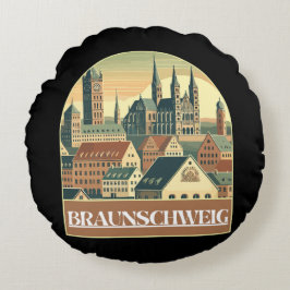 Retro Braunschweig Skyline Rond Kussen