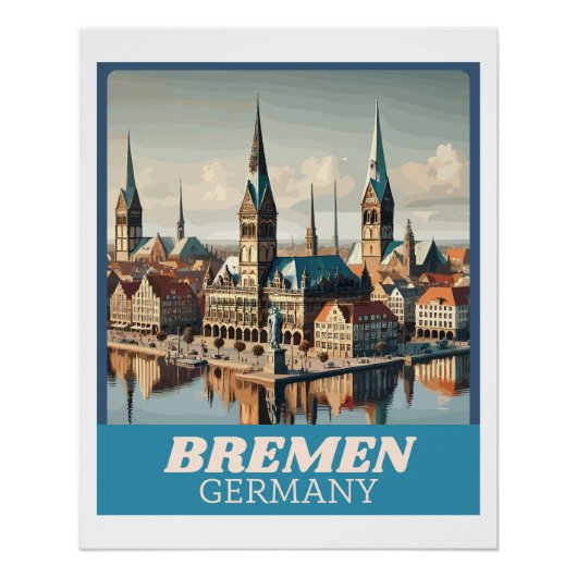 Retro Bremen Skyline Perfect Poster (Voorkant)