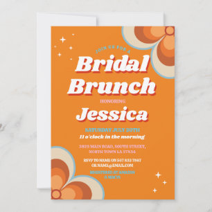 Retro Bridal Brunch 1970s Oranje Vintage Kaart