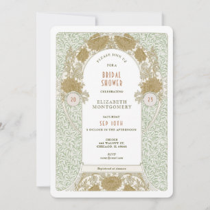 Retro Bridal Shower Invitations Art Nouveau Morris Kaart