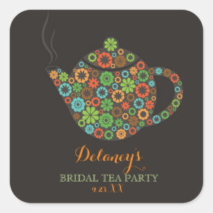 Retro Bridal Tea Party Stickers