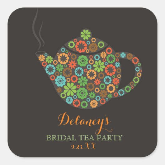 Retro  Bridal Tea Party Stickers (Voorkant)