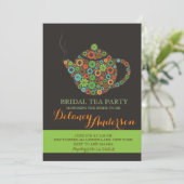 Retro  Bridal Tea Party Uitnodigingen (Staand voorkant)