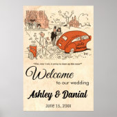  Retro Bride Groom Funny 50s Oude bruiloft Poster (Voorkant)