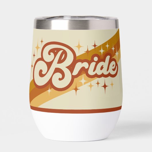 Retro Bride Typography Summer Rainbow Wedding (Achterkant)