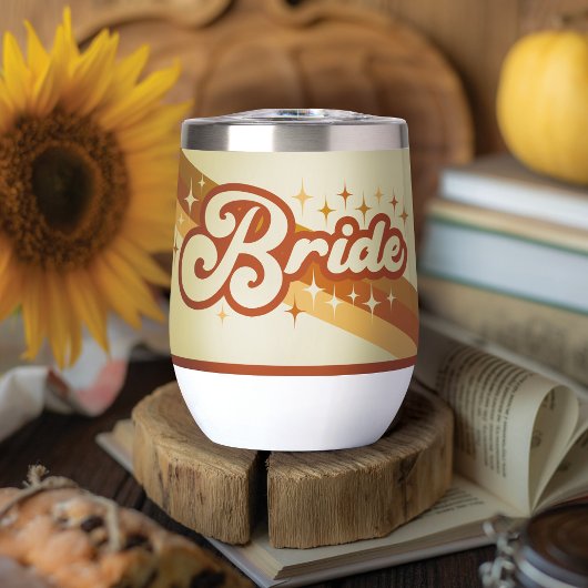 Retro Bride Typography Summer Rainbow Wedding