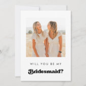 Retro Bridesmaid Proposal Info Card with Photo Kaart (Voorkant)