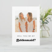 Retro Bridesmaid Proposal Info Card with Photo Kaart (Staand voorkant)