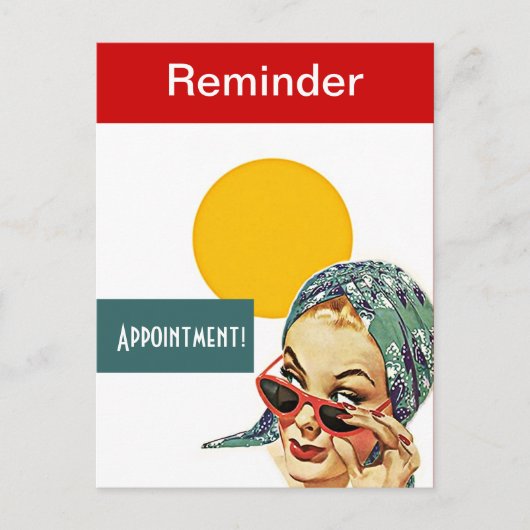 Retro Briefkaart Business Lady Appointherinnering (Voorkant)