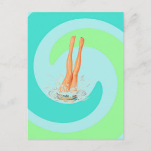 Retro  Briefkaart Seafoam Surf Waves Dive