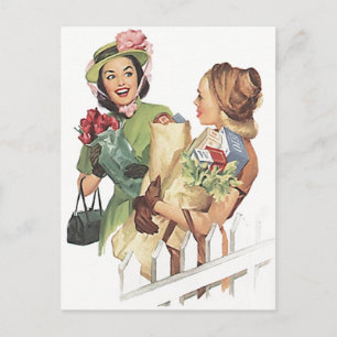 Retro  Briefkaart Shower Buren Vrienden PC