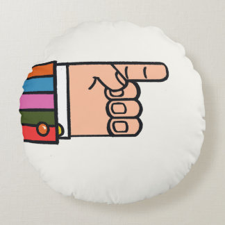 Retro Bright Fun Pointing Hand Round Pillow Rond Kussen