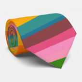 Retro Bright Rainbow Stripe Fun Colorful Festive Stropdas (Opgerold)