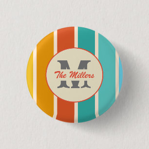 Retro Bright Summer Monogram  Ronde Button 3,2 Cm