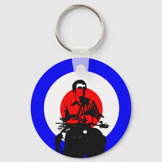 Retro British Mod Scooter Boy Sleutelhanger bagcha (Voorkant)